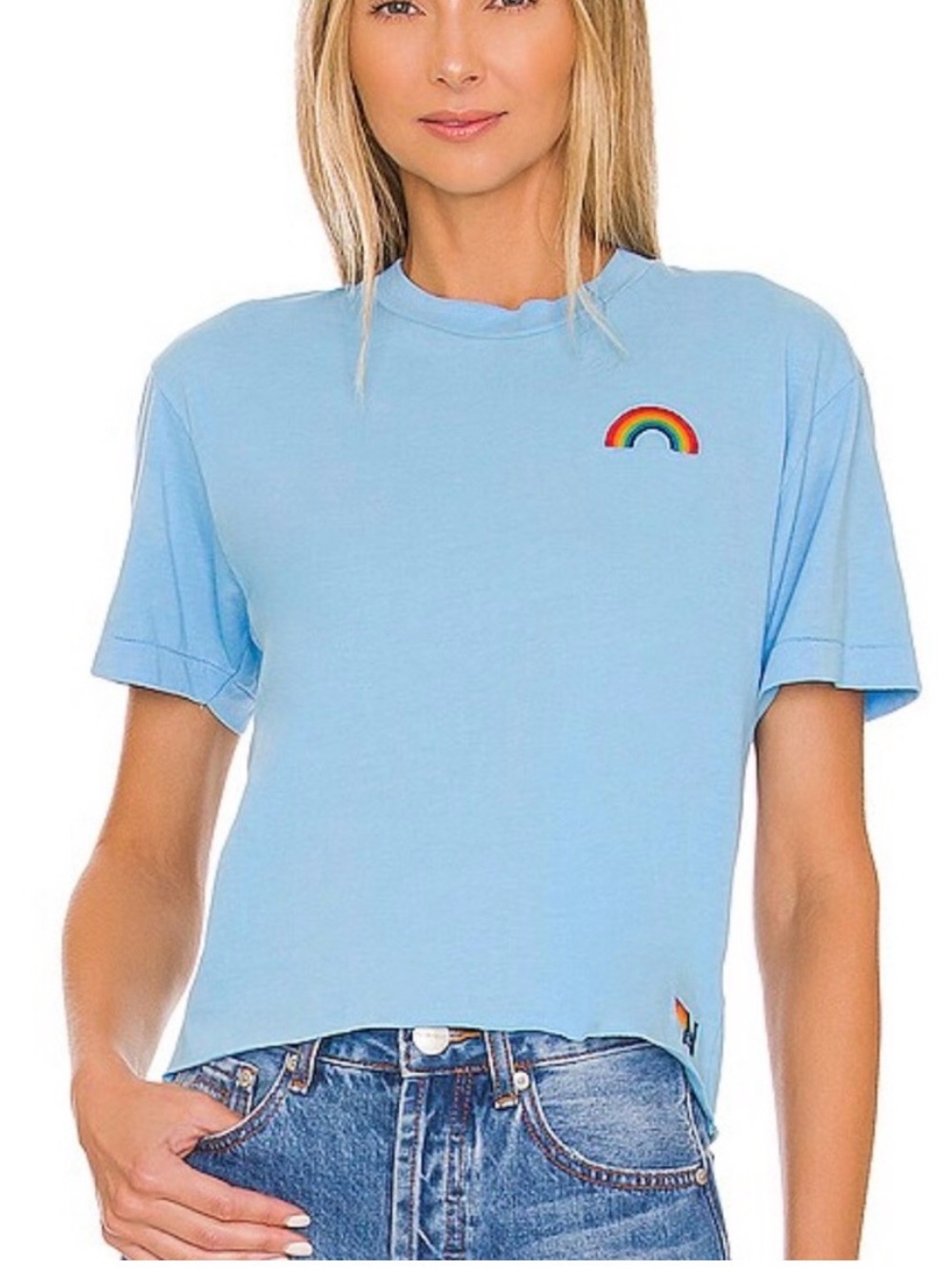 Aviator Nation Rainbow Embroidery Boyfriend Tee